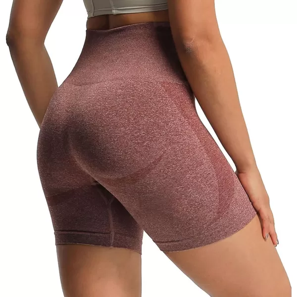 Aoxjox Contour Seamless Shorts for Women High Waist Workout Shorts Gym Biker Shorts Booty Running Yoga Shorts 5quotCherry Mahogany Marl