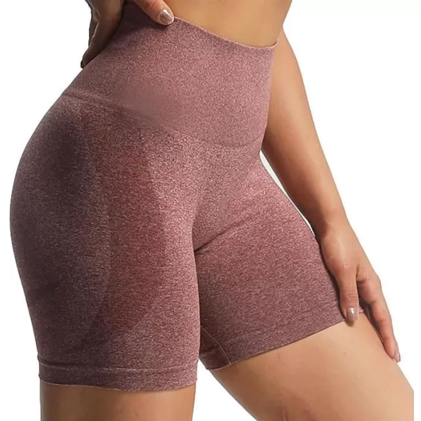 Aoxjox Contour Seamless Shorts for Women High Waist Workout Shorts Gym Biker Shorts Booty Running Yoga Shorts 5quotCherry Mahogany Marl