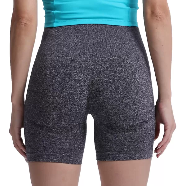 Aoxjox Contour Seamless Shorts for Women High Waist Workout Shorts Gym Biker Shorts Booty Running Yoga Shorts 5quotDark Coffee Marl