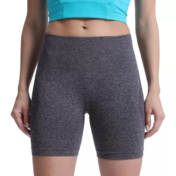 Aoxjox Contour Seamless Shorts for Women High Waist Workout Shorts Gym Biker Shorts Booty Running Yoga Shorts 5quotDark Coffee Marl