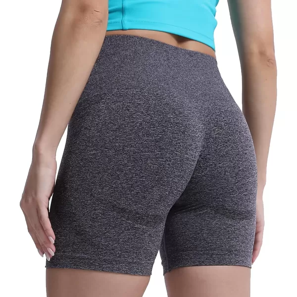 Aoxjox Contour Seamless Shorts for Women High Waist Workout Shorts Gym Biker Shorts Booty Running Yoga Shorts 5quotDark Coffee Marl