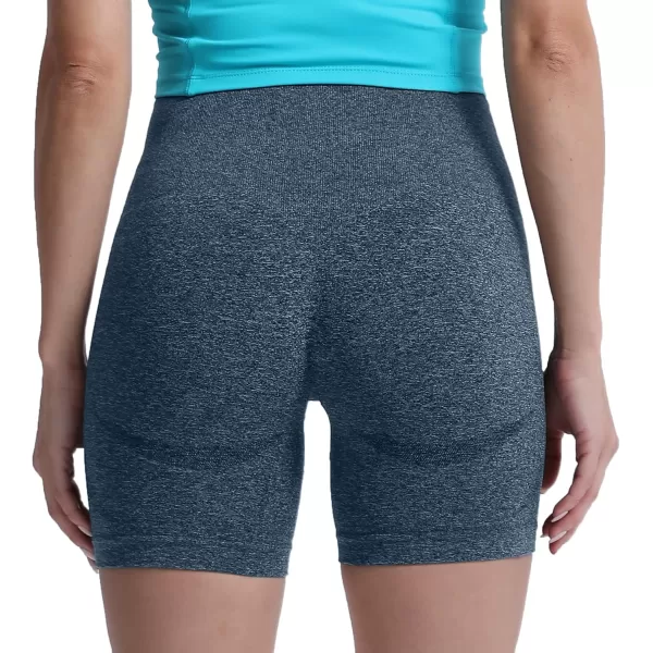 Aoxjox Contour Seamless Shorts for Women High Waist Workout Shorts Gym Biker Shorts Booty Running Yoga Shorts 5quotDeep Teal Marl