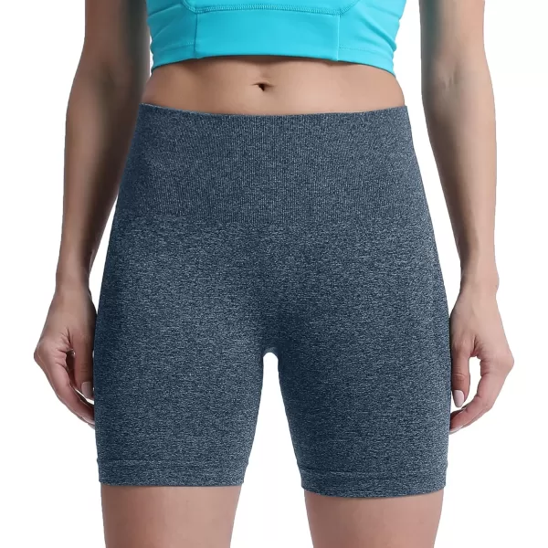 Aoxjox Contour Seamless Shorts for Women High Waist Workout Shorts Gym Biker Shorts Booty Running Yoga Shorts 5quotDeep Teal Marl
