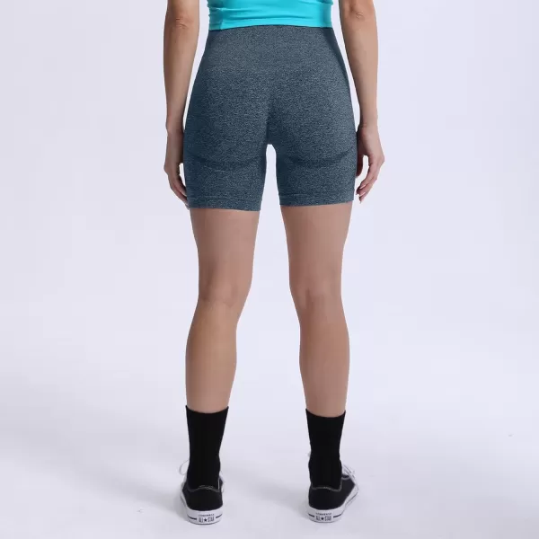 Aoxjox Contour Seamless Shorts for Women High Waist Workout Shorts Gym Biker Shorts Booty Running Yoga Shorts 5quotDeep Teal Marl