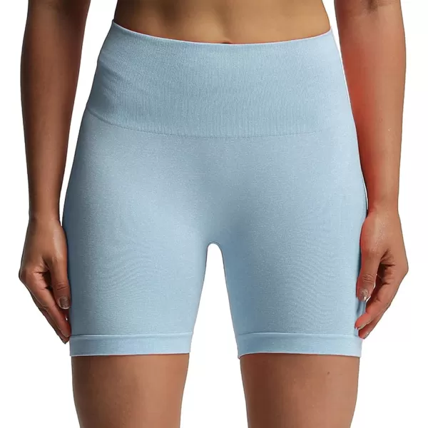 Aoxjox Contour Seamless Shorts for Women High Waist Workout Shorts Gym Biker Shorts Booty Running Yoga Shorts 5quotKentucky Blue Marl