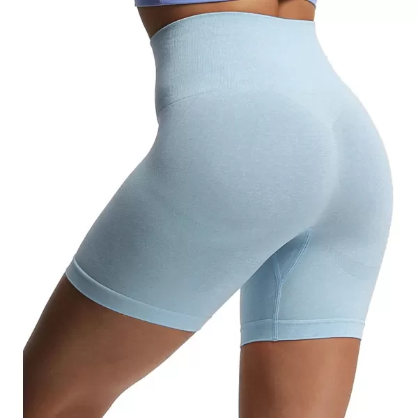 Aoxjox Contour Seamless Shorts for Women High Waist Workout Shorts Gym Biker Shorts Booty Running Yoga Shorts 5quotKentucky Blue Marl