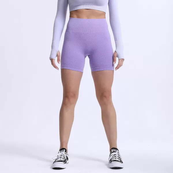Aoxjox Contour Seamless Shorts for Women High Waist Workout Shorts Gym Biker Shorts Booty Running Yoga Shorts 5quotLilac Marl Not Squat Proof But Cute