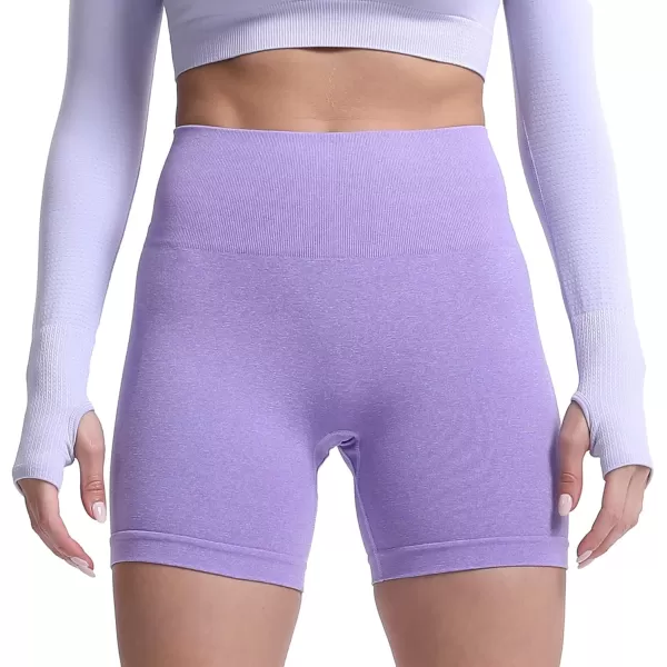 Aoxjox Contour Seamless Shorts for Women High Waist Workout Shorts Gym Biker Shorts Booty Running Yoga Shorts 5quotLilac Marl Not Squat Proof But Cute