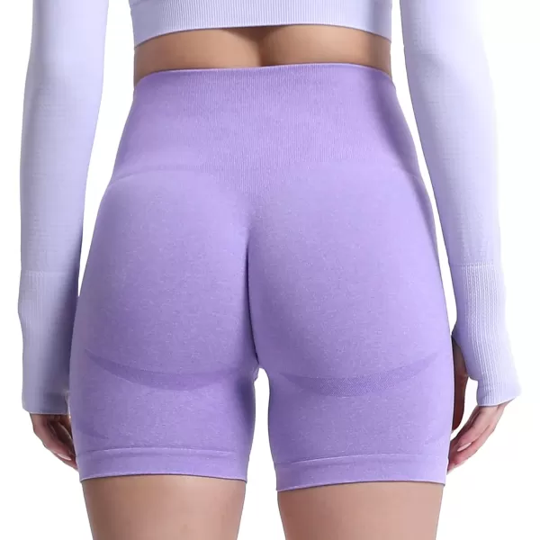 Aoxjox Contour Seamless Shorts for Women High Waist Workout Shorts Gym Biker Shorts Booty Running Yoga Shorts 5quotLilac Marl Not Squat Proof But Cute