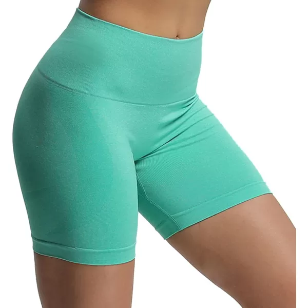 Aoxjox Contour Seamless Shorts for Women High Waist Workout Shorts Gym Biker Shorts Booty Running Yoga Shorts 5quotMint Leaf Marl