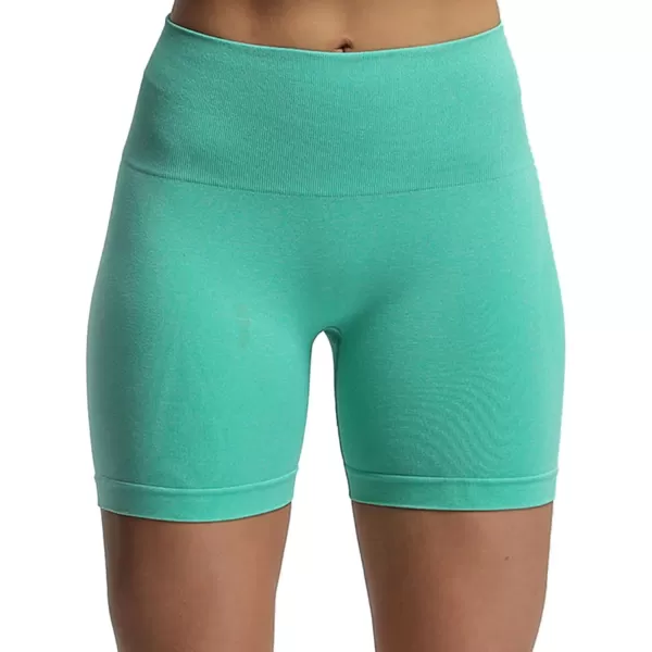Aoxjox Contour Seamless Shorts for Women High Waist Workout Shorts Gym Biker Shorts Booty Running Yoga Shorts 5quotMint Leaf Marl