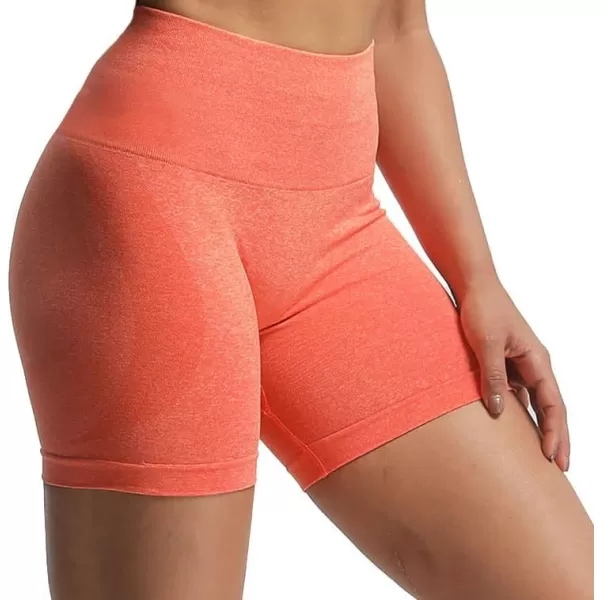 Aoxjox Contour Seamless Shorts for Women High Waist Workout Shorts Gym Biker Shorts Booty Running Yoga Shorts 5quotPersimmon Marl
