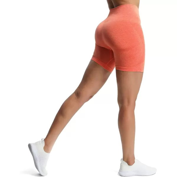 Aoxjox Contour Seamless Shorts for Women High Waist Workout Shorts Gym Biker Shorts Booty Running Yoga Shorts 5quotPersimmon Marl