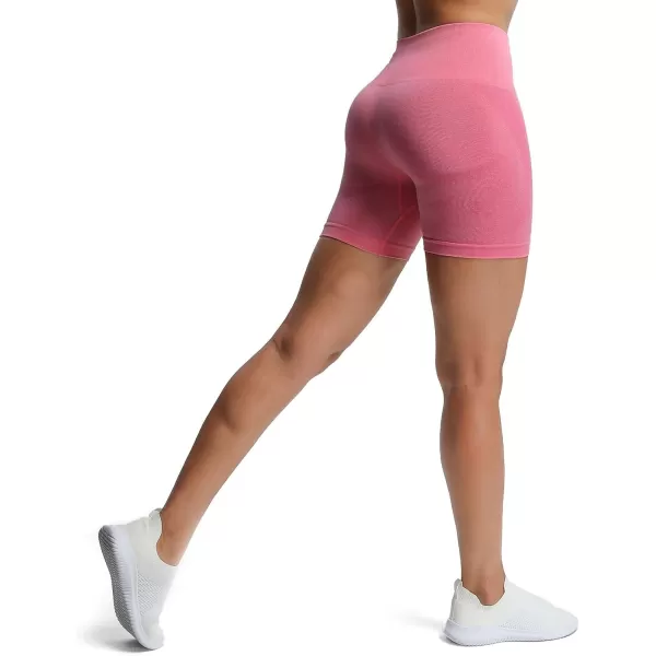 Aoxjox Contour Seamless Shorts for Women High Waist Workout Shorts Gym Biker Shorts Booty Running Yoga Shorts 5quotPink Cosmos Marl
