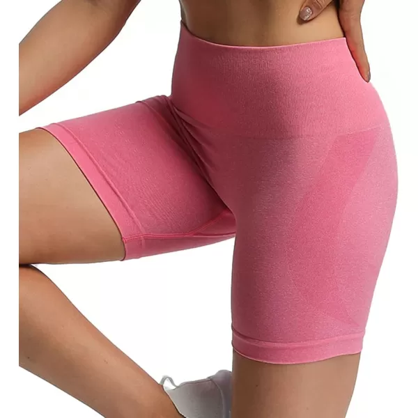 Aoxjox Contour Seamless Shorts for Women High Waist Workout Shorts Gym Biker Shorts Booty Running Yoga Shorts 5quotPink Cosmos Marl