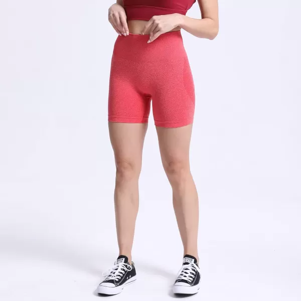 Aoxjox Contour Seamless Shorts for Women High Waist Workout Shorts Gym Biker Shorts Booty Running Yoga Shorts 5quotRacing Red Marl Not Squat Proof But Cute