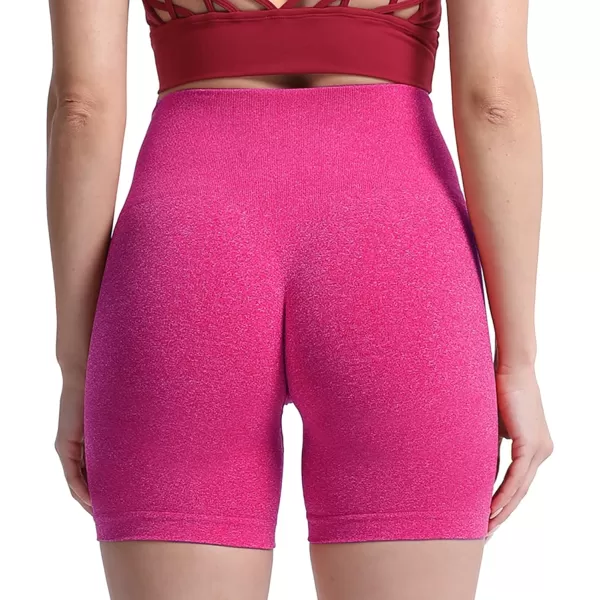 Aoxjox Contour Seamless Shorts for Women High Waist Workout Shorts Gym Biker Shorts Booty Running Yoga Shorts 5quotRose Red Marl  Pro Shorts Not Squat Proof But Cute