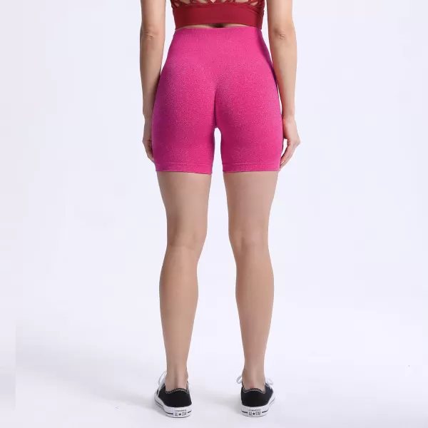 Aoxjox Contour Seamless Shorts for Women High Waist Workout Shorts Gym Biker Shorts Booty Running Yoga Shorts 5quotRose Red Marl  Pro Shorts Not Squat Proof But Cute