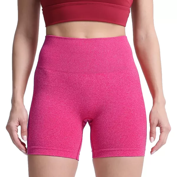 Aoxjox Contour Seamless Shorts for Women High Waist Workout Shorts Gym Biker Shorts Booty Running Yoga Shorts 5quotRose Red Marl  Pro Shorts Not Squat Proof But Cute