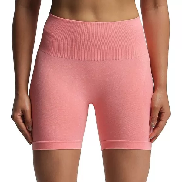Aoxjox Contour Seamless Shorts for Women High Waist Workout Shorts Gym Biker Shorts Booty Running Yoga Shorts 5quotSalmon Rose Marl