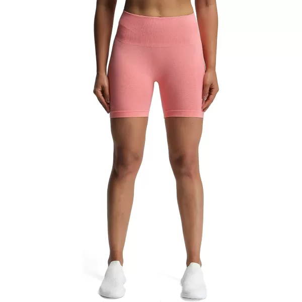 Aoxjox Contour Seamless Shorts for Women High Waist Workout Shorts Gym Biker Shorts Booty Running Yoga Shorts 5quotSalmon Rose Marl