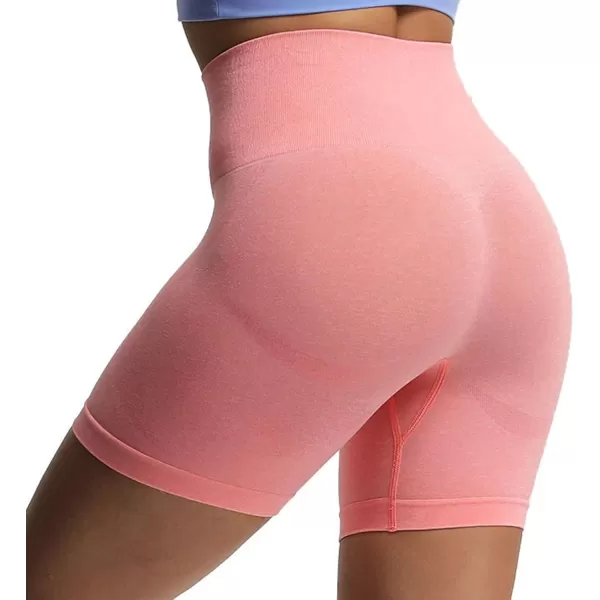 Aoxjox Contour Seamless Shorts for Women High Waist Workout Shorts Gym Biker Shorts Booty Running Yoga Shorts 5quotSalmon Rose Marl