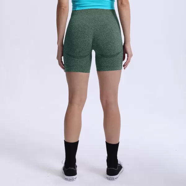 Aoxjox Contour Seamless Shorts for Women High Waist Workout Shorts Gym Biker Shorts Booty Running Yoga Shorts 5quotStorm Green Marl