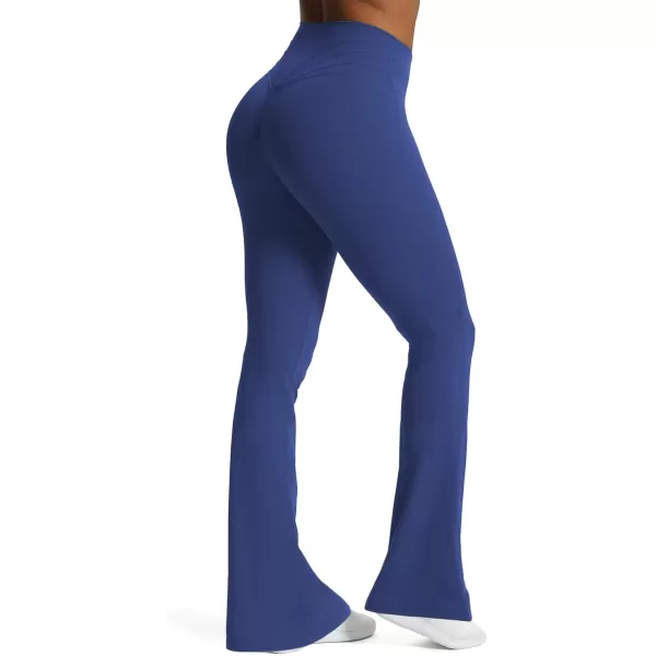Aoxjox Flare Leggings for Women Trinity Tummy Control High Waisted Wide Leg Yoga PantsBellwether Blue