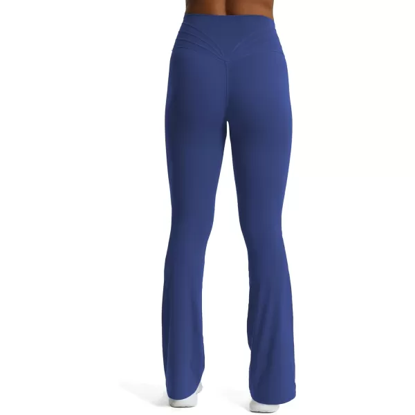 Aoxjox Flare Leggings for Women Trinity Tummy Control High Waisted Wide Leg Yoga PantsBellwether Blue