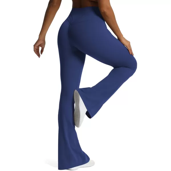 Aoxjox Flare Leggings for Women Trinity Tummy Control High Waisted Wide Leg Yoga PantsBellwether Blue