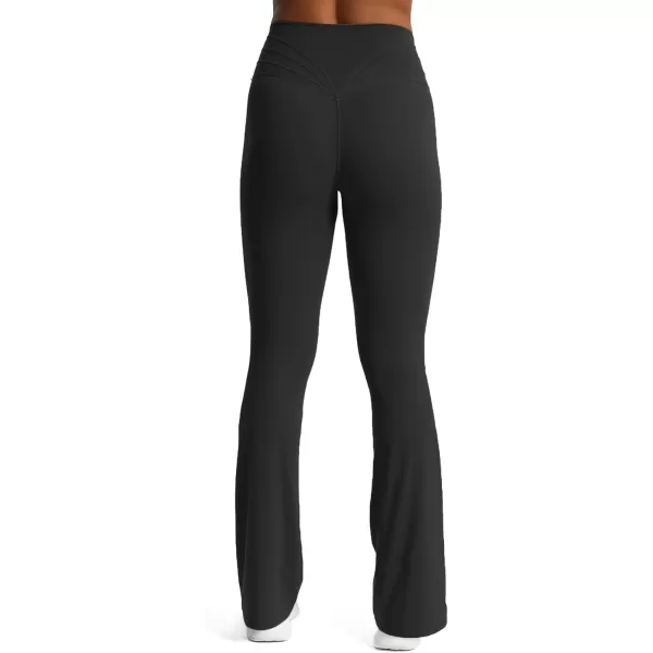 Aoxjox Flare Leggings for Women Trinity Tummy Control High Waisted Wide Leg Yoga PantsBlack