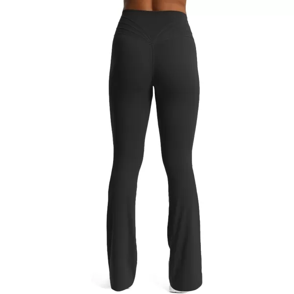 Aoxjox Flare Leggings for Women Trinity Tummy Control High Waisted Wide Leg Yoga PantsBlack