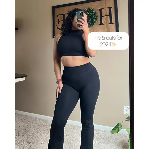 Aoxjox Flare Leggings for Women Trinity Tummy Control High Waisted Wide Leg Yoga PantsBlack