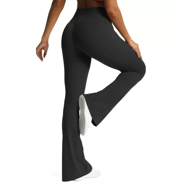 Aoxjox Flare Leggings for Women Trinity Tummy Control High Waisted Wide Leg Yoga PantsBlack