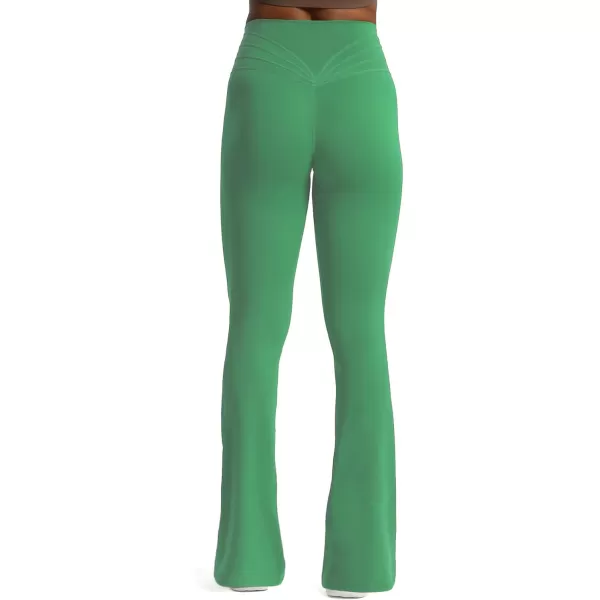 Aoxjox Flare Leggings for Women Trinity Tummy Control High Waisted Wide Leg Yoga PantsBottle Green