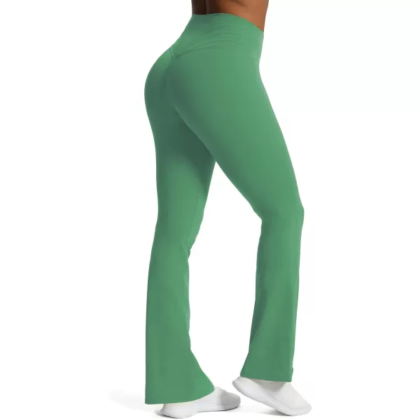Aoxjox Flare Leggings for Women Trinity Tummy Control High Waisted Wide Leg Yoga PantsBottle Green