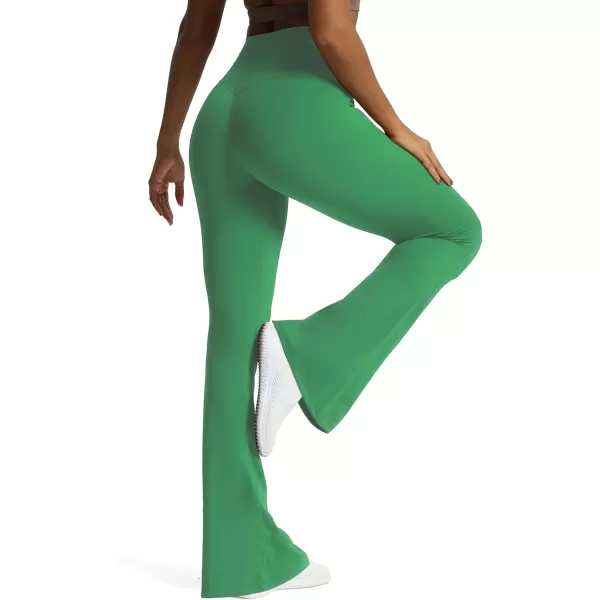 Aoxjox Flare Leggings for Women Trinity Tummy Control High Waisted Wide Leg Yoga PantsBottle Green