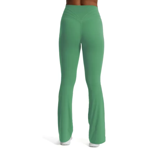 Aoxjox Flare Leggings for Women Trinity Tummy Control High Waisted Wide Leg Yoga PantsBottle Green