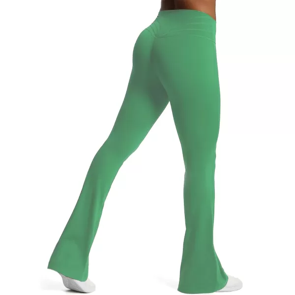 Aoxjox Flare Leggings for Women Trinity Tummy Control High Waisted Wide Leg Yoga PantsBottle Green