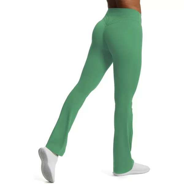 Aoxjox Flare Leggings for Women Trinity Tummy Control High Waisted Wide Leg Yoga PantsBottle Green