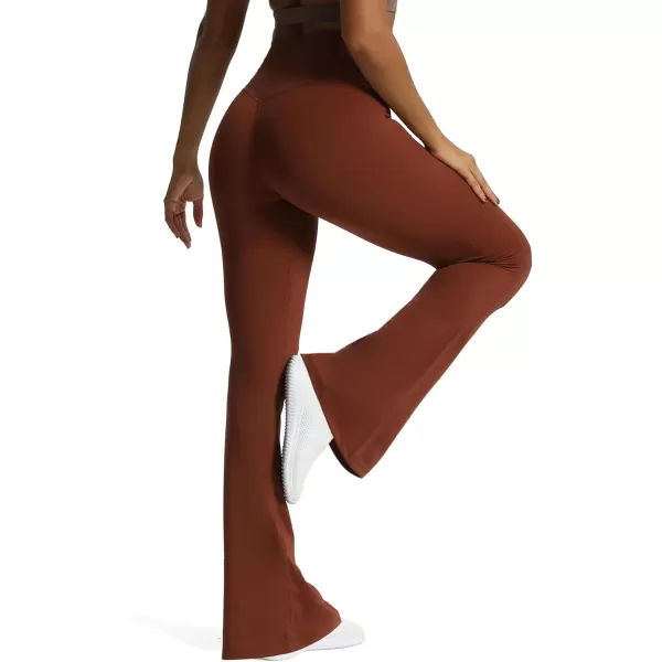 Aoxjox Flare Leggings for Women Trinity Tummy Control High Waisted Wide Leg Yoga PantsCherry Mahogany