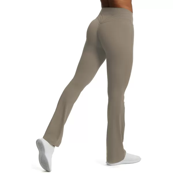 Aoxjox Flare Leggings for Women Trinity Tummy Control High Waisted Wide Leg Yoga PantsDriftwood