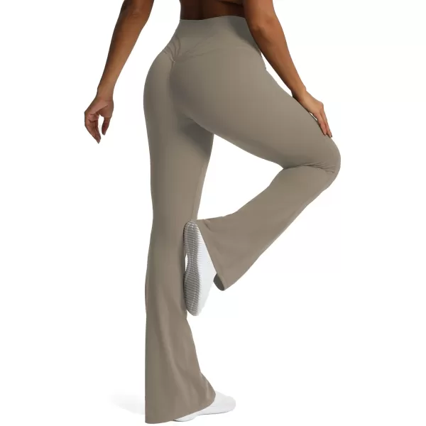 Aoxjox Flare Leggings for Women Trinity Tummy Control High Waisted Wide Leg Yoga PantsDriftwood