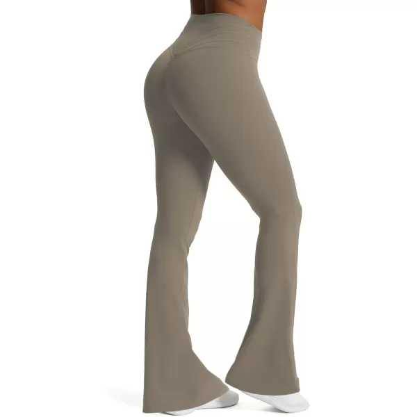 Aoxjox Flare Leggings for Women Trinity Tummy Control High Waisted Wide Leg Yoga PantsDriftwood