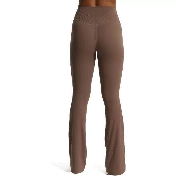 Aoxjox Flare Leggings for Women Trinity Tummy Control High Waisted Wide Leg Yoga PantsFudge Coffee