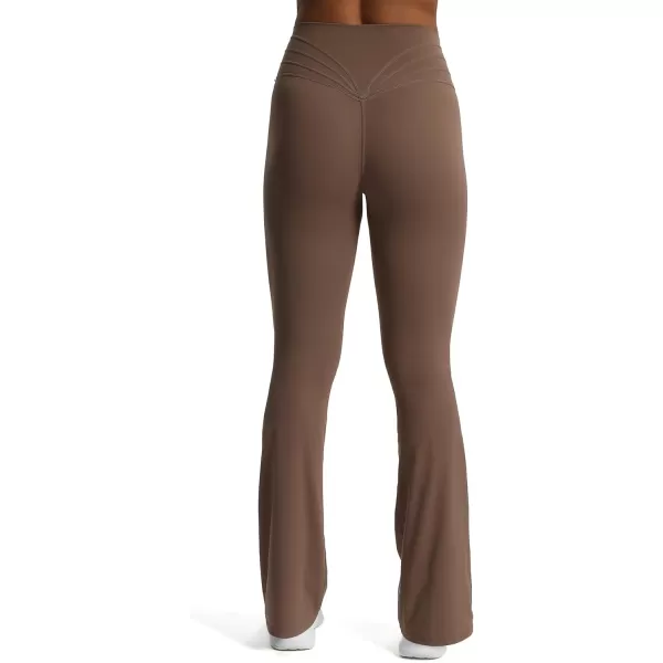 Aoxjox Flare Leggings for Women Trinity Tummy Control High Waisted Wide Leg Yoga PantsFudge Coffee
