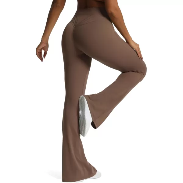 Aoxjox Flare Leggings for Women Trinity Tummy Control High Waisted Wide Leg Yoga PantsFudge Coffee