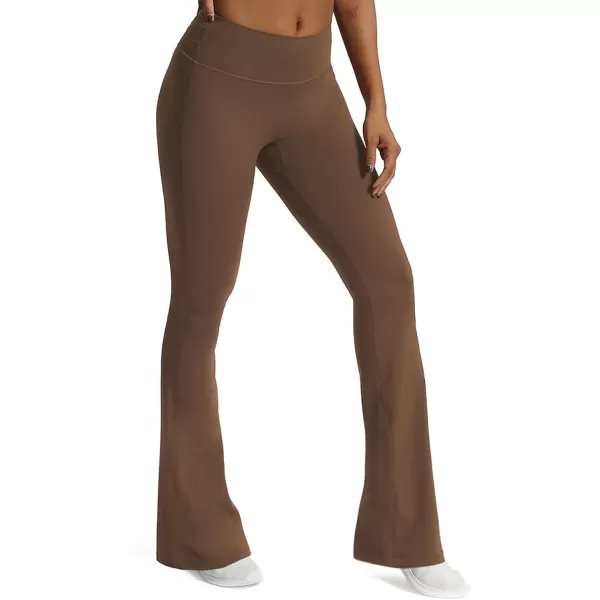 Aoxjox Flare Leggings for Women Trinity Tummy Control High Waisted Wide Leg Yoga PantsFudge Coffee