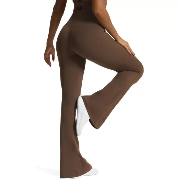 Aoxjox Flare Leggings for Women Trinity Tummy Control High Waisted Wide Leg Yoga PantsFudge Coffee