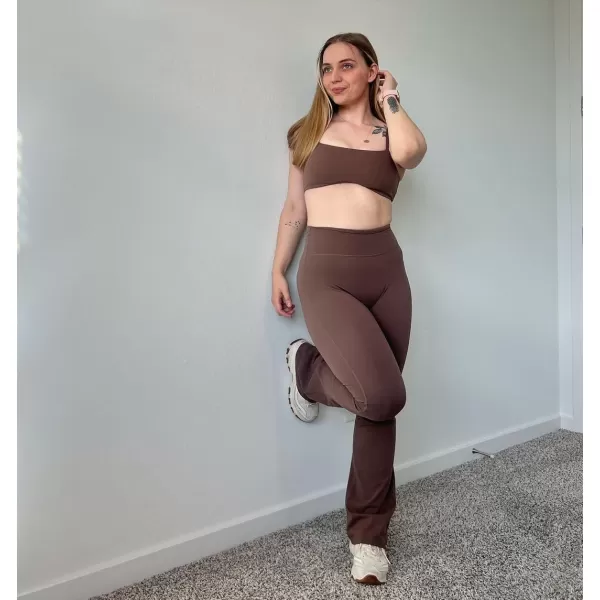 Aoxjox Flare Leggings for Women Trinity Tummy Control High Waisted Wide Leg Yoga PantsFudge Coffee